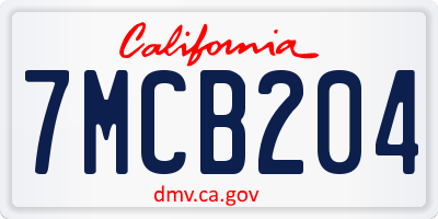 CA license plate 7MCB204