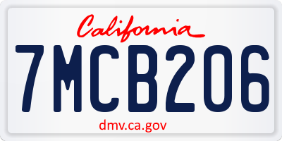 CA license plate 7MCB206