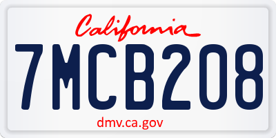 CA license plate 7MCB208