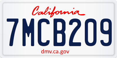 CA license plate 7MCB209