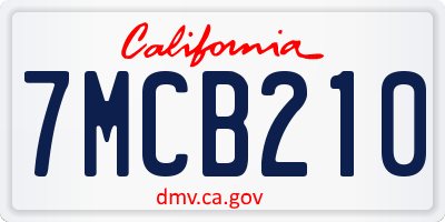 CA license plate 7MCB210