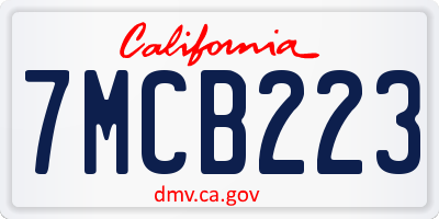 CA license plate 7MCB223