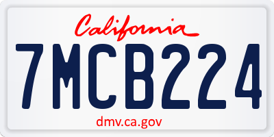 CA license plate 7MCB224