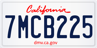 CA license plate 7MCB225