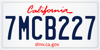 CA license plate 7MCB227