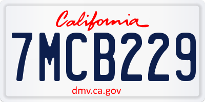 CA license plate 7MCB229