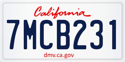 CA license plate 7MCB231