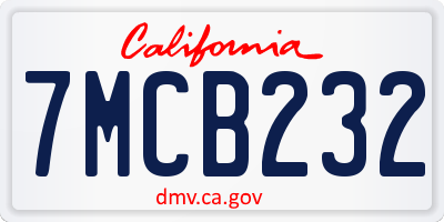 CA license plate 7MCB232