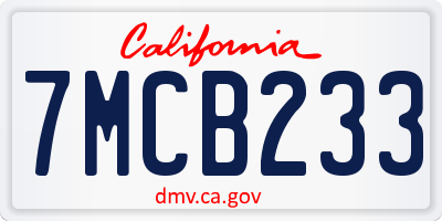 CA license plate 7MCB233