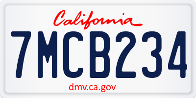 CA license plate 7MCB234