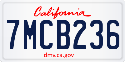 CA license plate 7MCB236