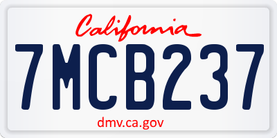 CA license plate 7MCB237