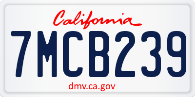 CA license plate 7MCB239