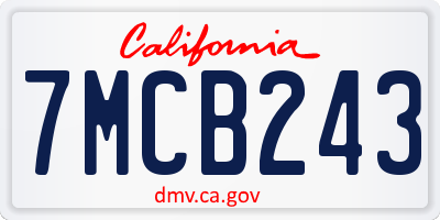 CA license plate 7MCB243