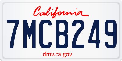 CA license plate 7MCB249