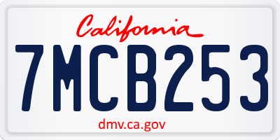 CA license plate 7MCB253