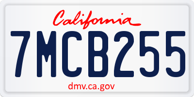 CA license plate 7MCB255