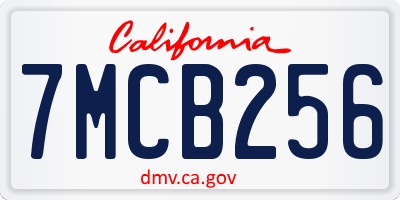 CA license plate 7MCB256