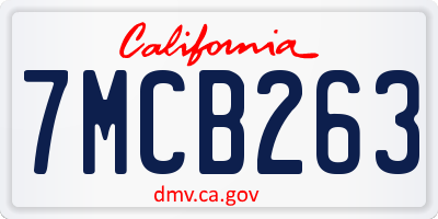 CA license plate 7MCB263