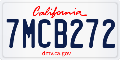 CA license plate 7MCB272