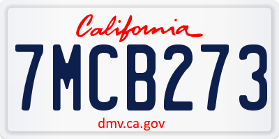 CA license plate 7MCB273
