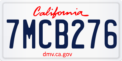 CA license plate 7MCB276