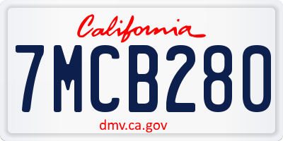 CA license plate 7MCB280