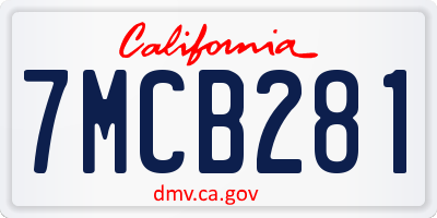 CA license plate 7MCB281