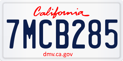 CA license plate 7MCB285