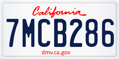CA license plate 7MCB286