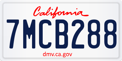 CA license plate 7MCB288