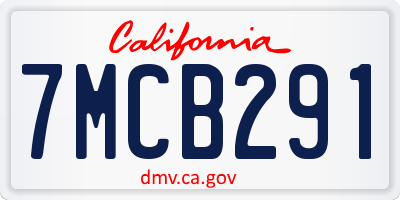 CA license plate 7MCB291