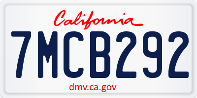 CA license plate 7MCB292