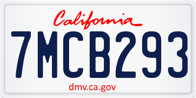 CA license plate 7MCB293