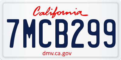 CA license plate 7MCB299