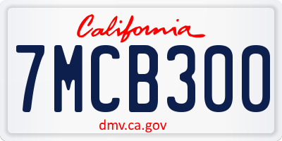 CA license plate 7MCB300