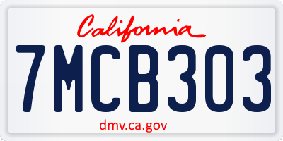 CA license plate 7MCB303