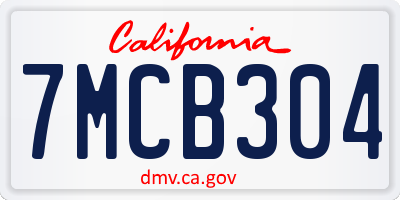 CA license plate 7MCB304