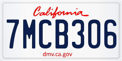 CA license plate 7MCB306