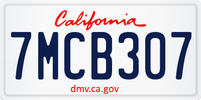 CA license plate 7MCB307