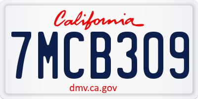 CA license plate 7MCB309