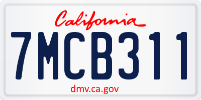 CA license plate 7MCB311