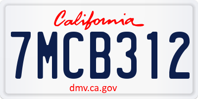 CA license plate 7MCB312