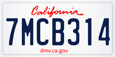 CA license plate 7MCB314