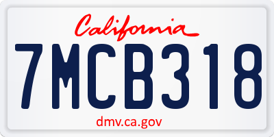 CA license plate 7MCB318