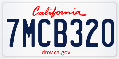 CA license plate 7MCB320