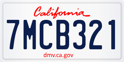CA license plate 7MCB321