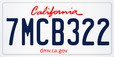 CA license plate 7MCB322