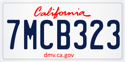 CA license plate 7MCB323
