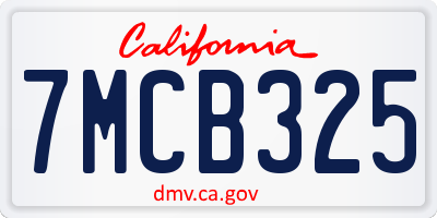 CA license plate 7MCB325